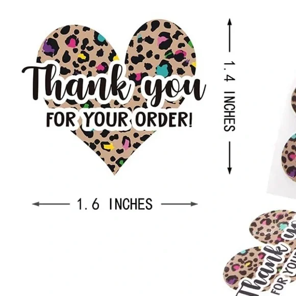 LAST SET 🐆50 Cheetah print Heart - thank you stickers - Picture 2 of 3